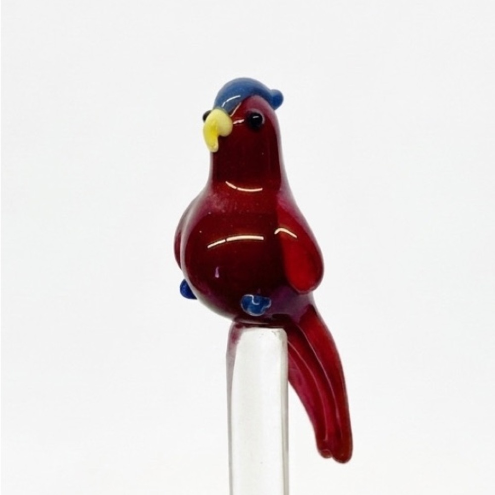 MCM VINTAGE Murano Glass Parrot Cocktail Stirrer Swizzle Stick Bird Whimsical